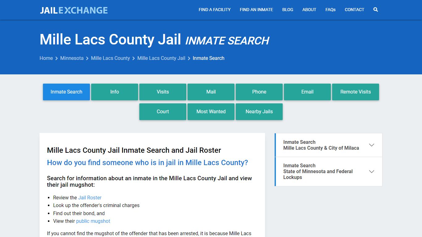 Mille Lacs County Jail Inmate Search - Jail Exchange